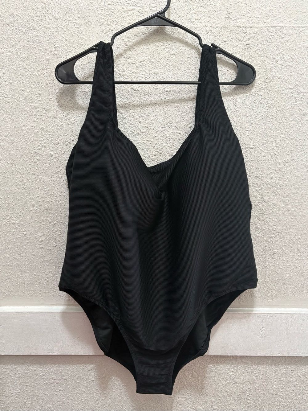 J. Crew Ribbed Square Neck Black One Piece NWT Size 22